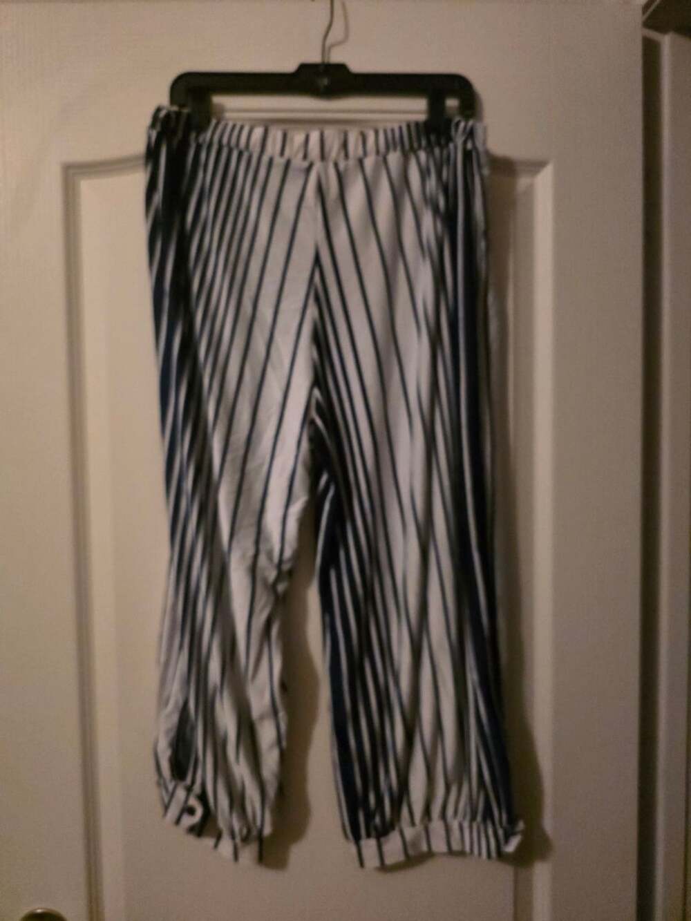 Simply Aster Striped Pants Size 4X Black White Leg Casual Harem Style